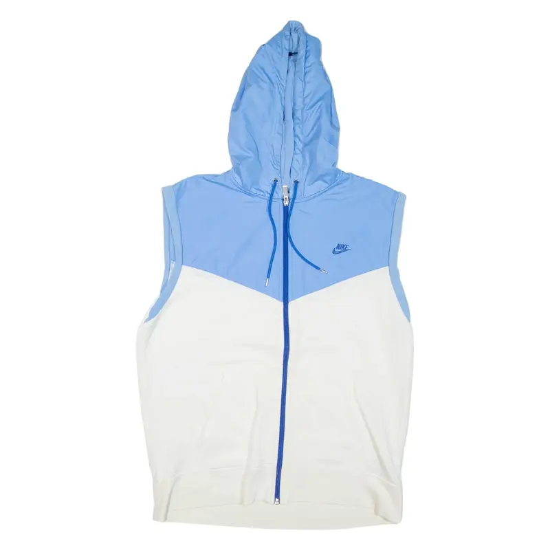 NIKE Mens Gilet Blue Hooded Colourblock L