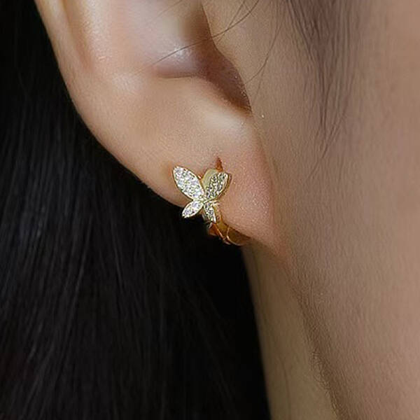 S925 Sterling Silver Butterfly Hoop Earrings