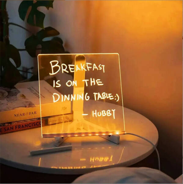 DIY Note Board LED Night Light Creative Message Board Lamp With 7Pens USB  Desk Note Painting Lamp
