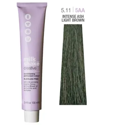Milk Shake Creative senza SLS/SLES tinta permanente per capelli 5.115AA castano chiaro cenere intenso 100 ml