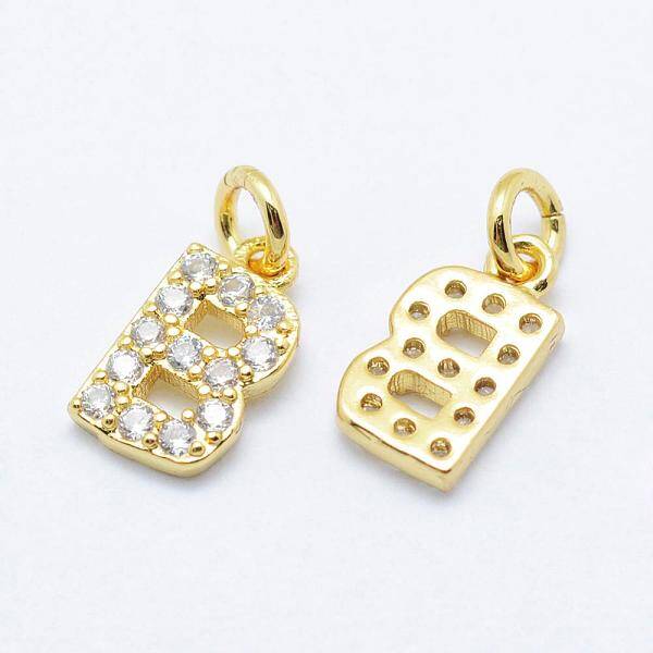 Brass Micro Pave Grade AAA Cubic Zirconia Charms
