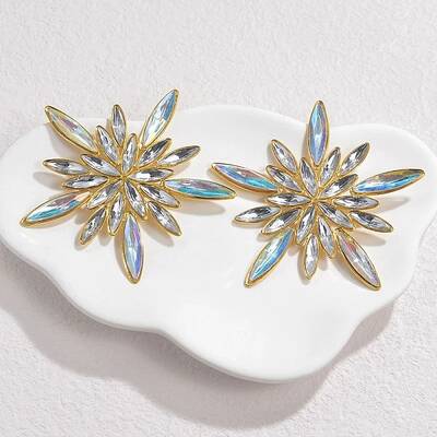 304 Stainless Steel Glass Stud Earrings for Women