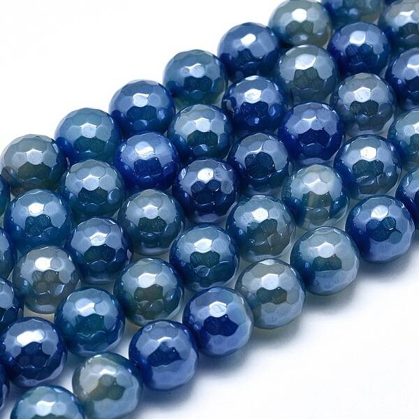 Electroplated Natural Agate Beads Strands