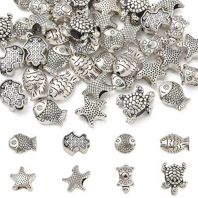 40Pcs 8 Styles Tibetan Style Alloy Beads
