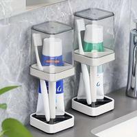 Toothbrush Holder Stand with Cover/Cup, 3 Slots for Toothbrushes, Compatible with Toothpaste & Razor Comb, Vanity Organiser W...