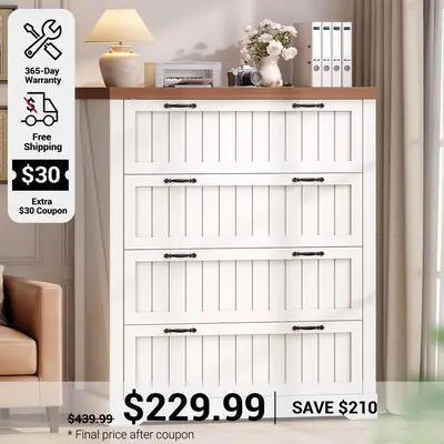 SEDETA ® 33.5 Inch Office File Cabinets for Letter/Legal/A4 Size File Farmhouse 4 Drawer File Cabinet Filing Cabinet for Hom...