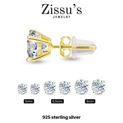 ZiSSU 3-piece set (different carat sizes) 925 sterling silver stud earrings — hypoallergenic, won’t tarnish, unisex, slee...