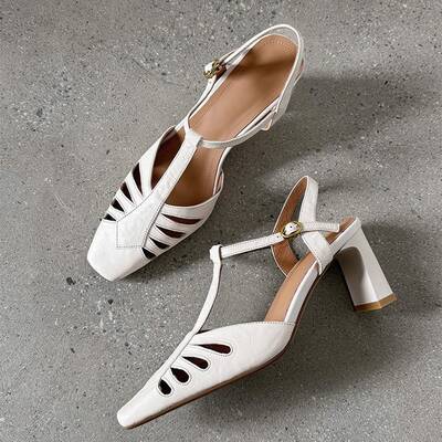 CHIKO Elliot Square Toe Chunky Heels T-Strap Shoes