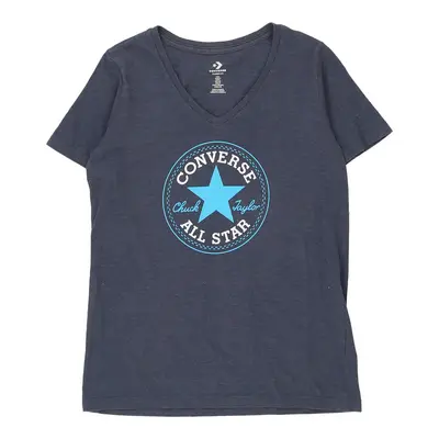 Converse V-neck T-Shirt - Small Navy Cotton