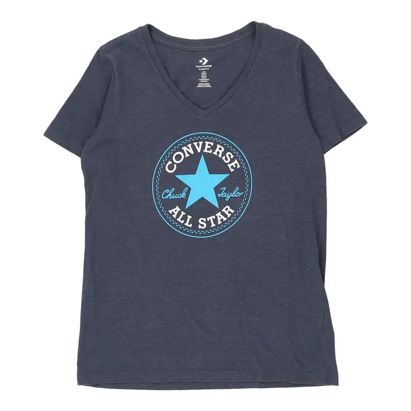 Converse V-neck T-Shirt - Small Navy Cotton
