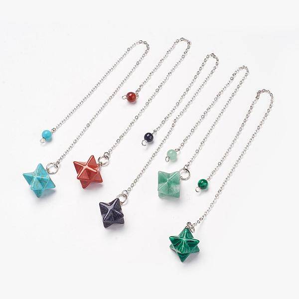 Chakra Natural & Synthetic Mixed Stone Dowsing Pendulums
