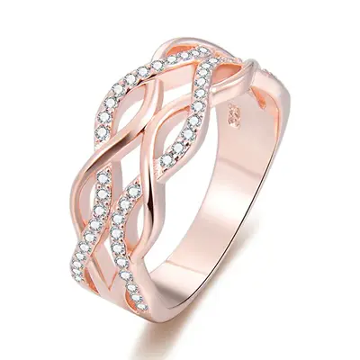 Beneto Rose gold plated silver ring with zirconia AGG333 - Circuit: 56 mm