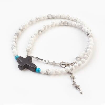 Two Loops Natural Howlite Beads Warp Bracelets