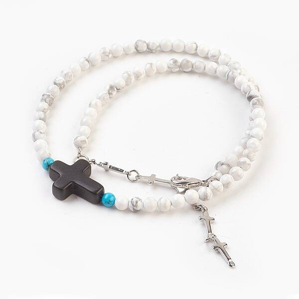 Two Loops Natural Howlite Beads Warp Bracelets