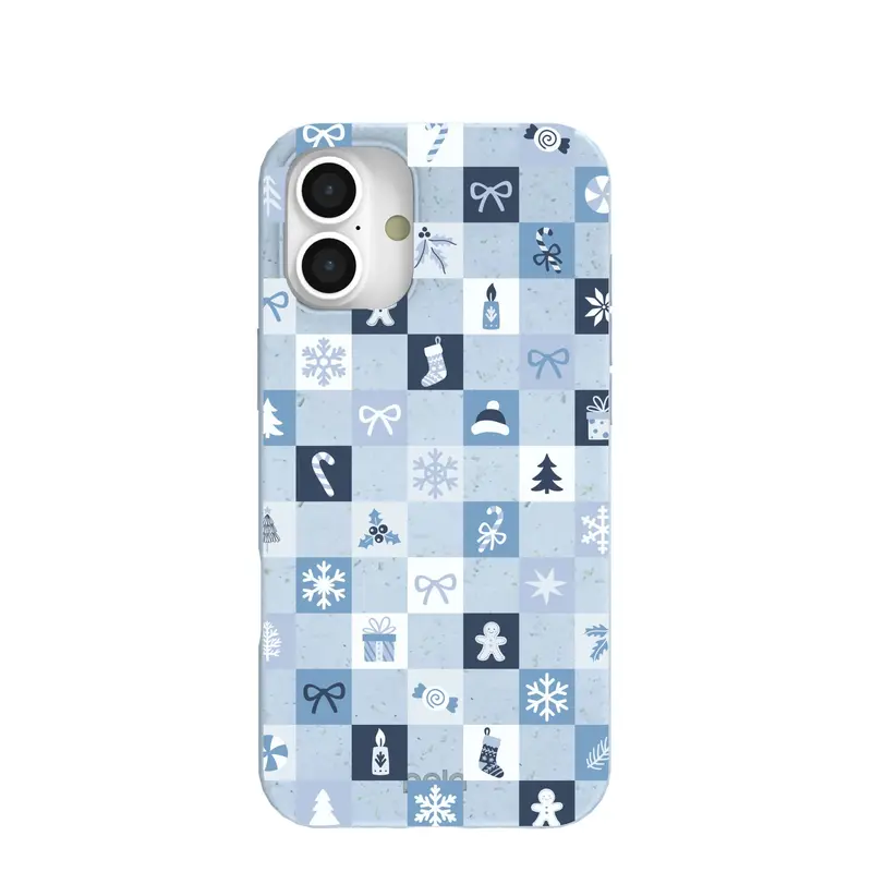 Powder Blue Winter Quilt iPhone 16 Plus Case