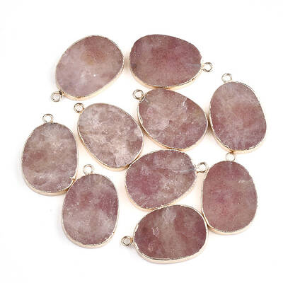 Electroplate Natural Strawberry Quartz Pendants
