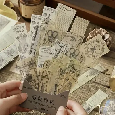 Random Vintage Stickers (40 Sheets), Retro Washi Sticker Pack, Scrapbooking & Journal Making Material Paper, DIY Decorative S...