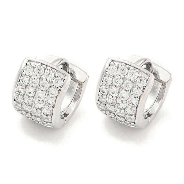 Brass Micro Pave Clear Cubic Zirconia Hoop Earrings Women