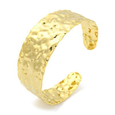 Ion Plating(IP) 304 Stainless Steel Textured Open Cuff Bangles for Women