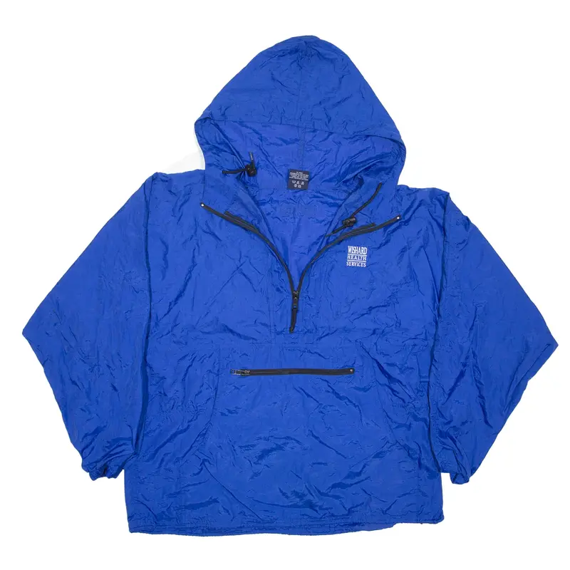 PORT AUTHORITY Customised 1/4 Zip Pullover Jacket Blue Nylon Mens XL