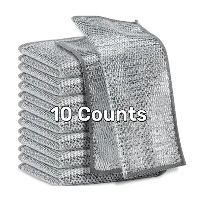 10 Counts Dishwashing Rags,Multipurpose Non-Scratch Wire Dishcloths for Wet and Dry Use, Reusable Wire Cleaning Cloths for ...
