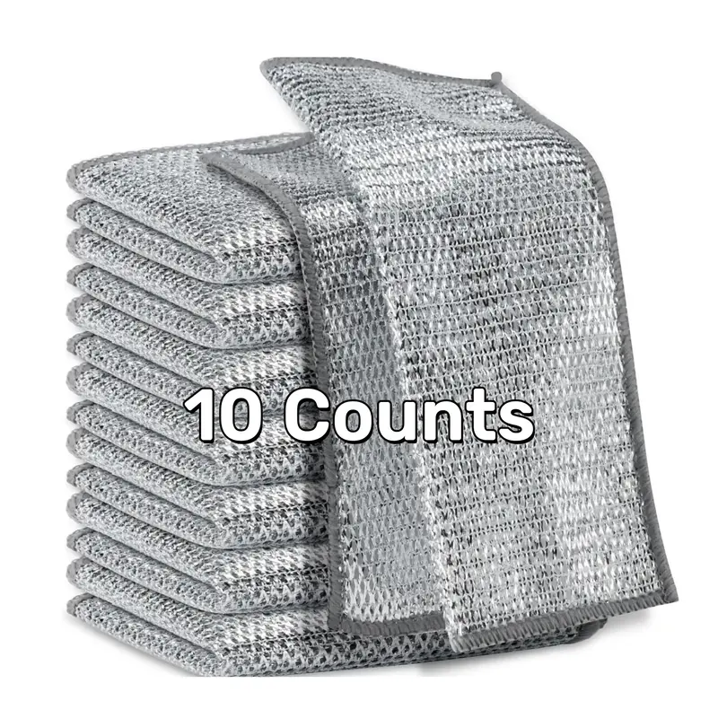 10 Counts Dishwashing Rags，Multipurpose Non-Scratch Wire Dishcloths for Wet and Dry Use, Reusable Wire Cleaning Cloths for ...