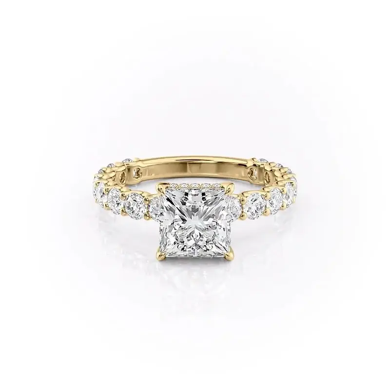Sterling Silver with Yellow Gold Plated Moissanite Ring