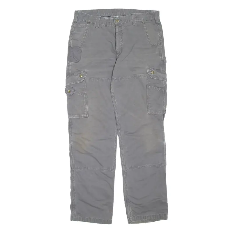 CARHARTT Lined Cargo Mens Trousers Grey Regular Straight W36 L34