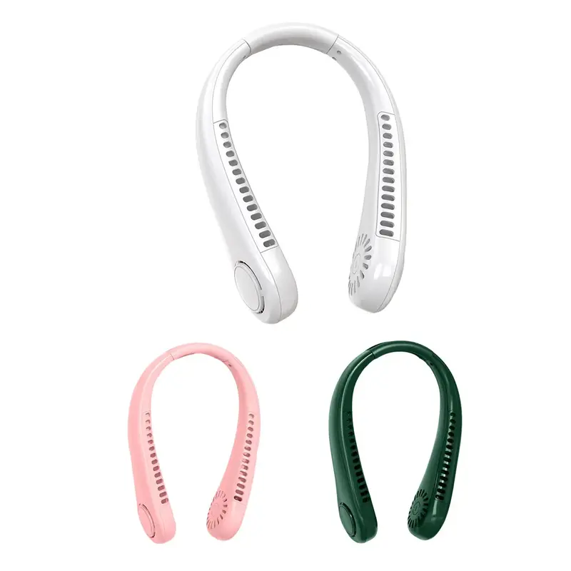 Portable Neck Fan, Bladeless Cooling Fan, Headphone Design Personal Fan, 3-speed adjustable Neck Fan for travel table bedroom