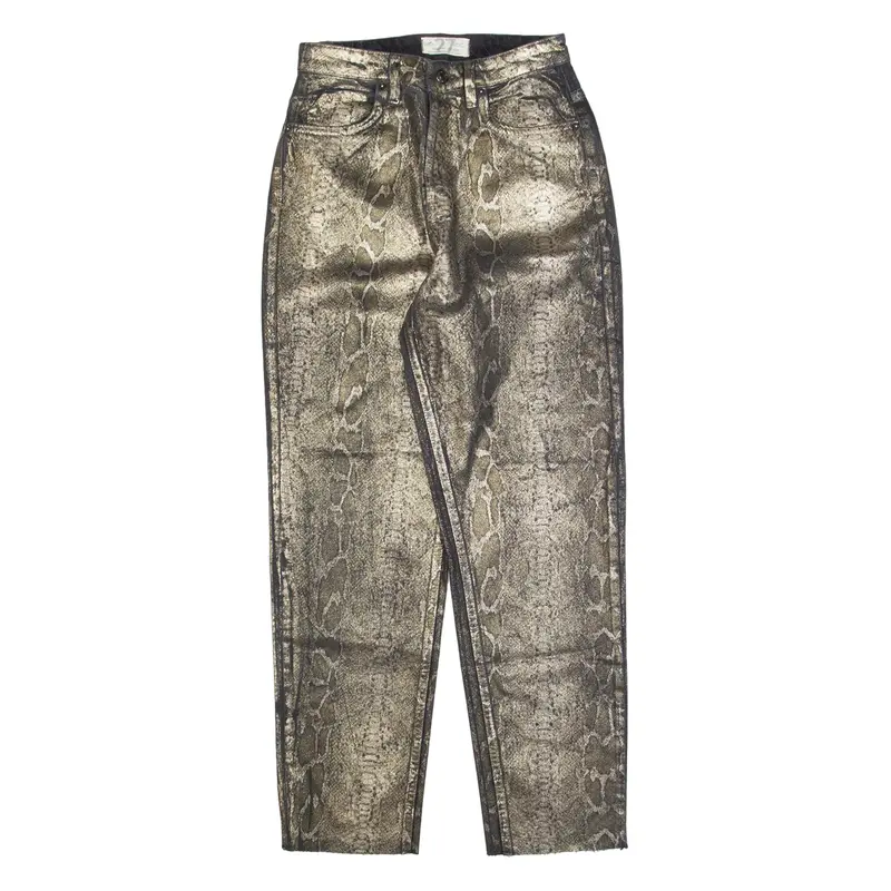 FREE PEOPLE Snakeskin Design Womens Trousers Black Regular Straight W27 L28