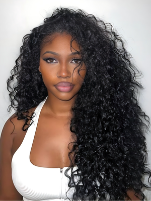 Nadula Blend & Secure Half Wig Flip Over 3/4 Half Wig Water Wave Wigs With Adjustable Drawstring Glueless Headband Wig