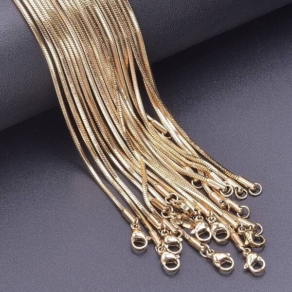1.5mm Stainless Steel Square Snake Chain Necklaces