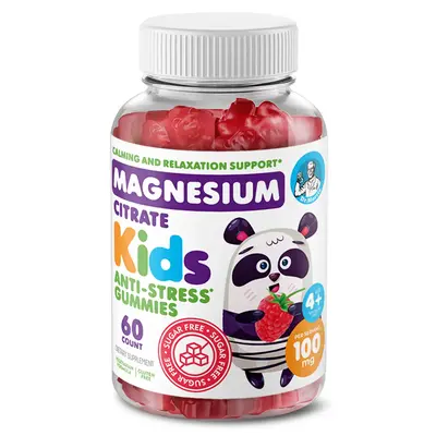 DR. MORITZ Kids' Magnesium Citrate Gummies - 100mg Calm & Relaxation Support - Raspberry Flavor - Sugar-Free, Non-GMO - 60 Co...