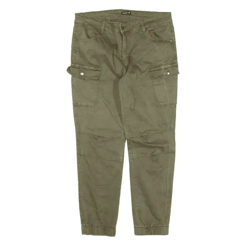 CHICOREE Cargo Trousers Green Regular Tapered Womens W33 L28