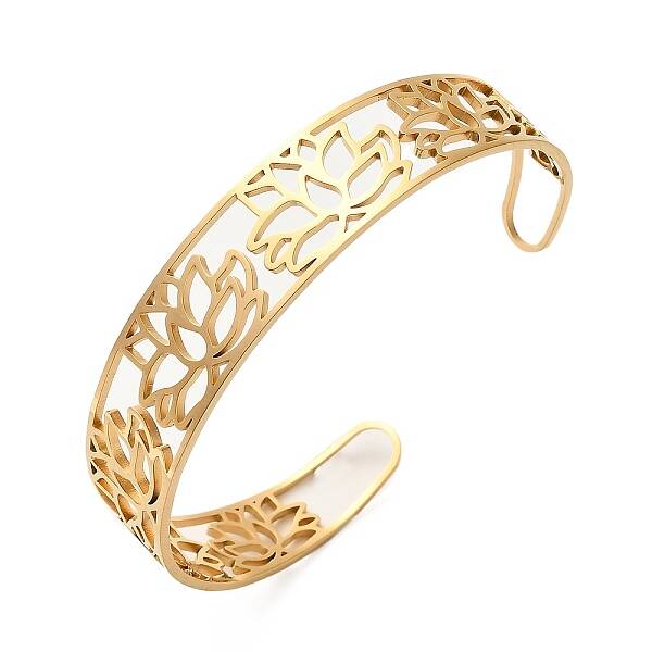 Lotus 304 Stainless Steel Open Cuff Bangle for Woman