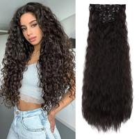 REECHO Clip in Long Wavy Synthetic Hair Extension 24 Inch 6PCS Thick Hairpieces Natural Soft Synthetic Fiber Double Weft for ...