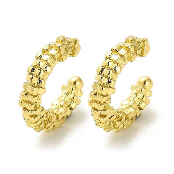 Brass Square Beaded Cuff Earrings