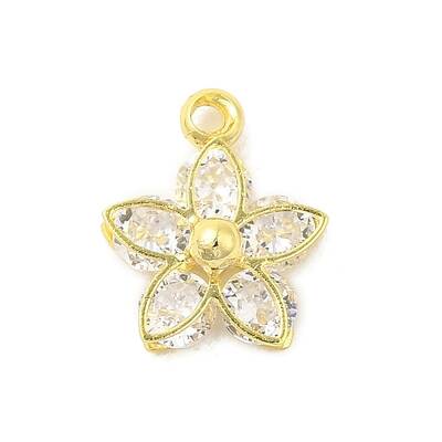 Real 18K Gold Plated Rack Plating Brass Micro Pave Cubic Zirconia Pendants Charms