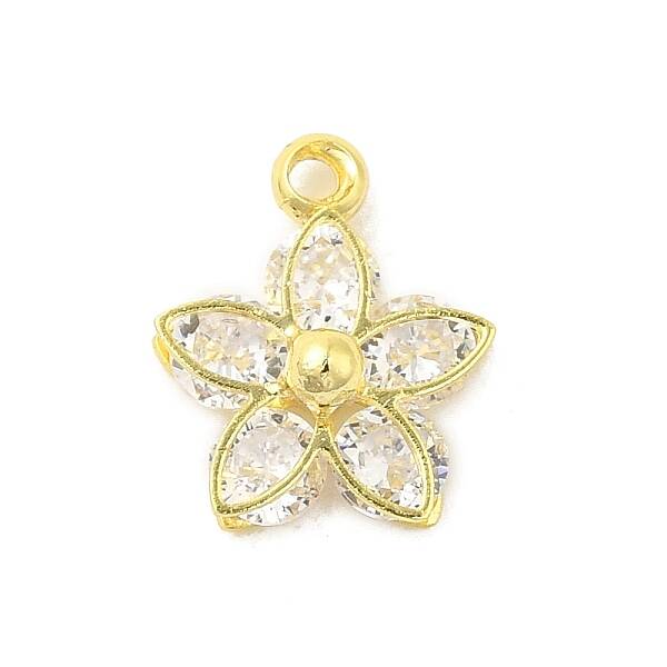 Real 18K Gold Plated Rack Plating Brass Micro Pave Cubic Zirconia Pendants Charms