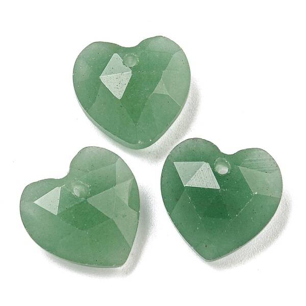 Natural Green Aventurine Faceted Heart Charms