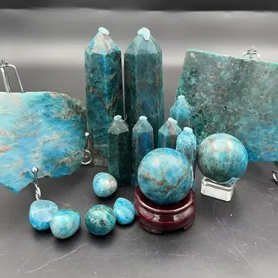 Aura Crystal US All blue apatite Product Check Options for Variations - Diverse Shapes & High-Quality Natural Stone Decor for...