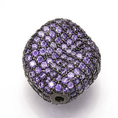Brass Micro Pave Cubic Zirconia Beads