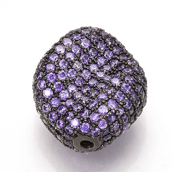 Brass Micro Pave Cubic Zirconia Beads