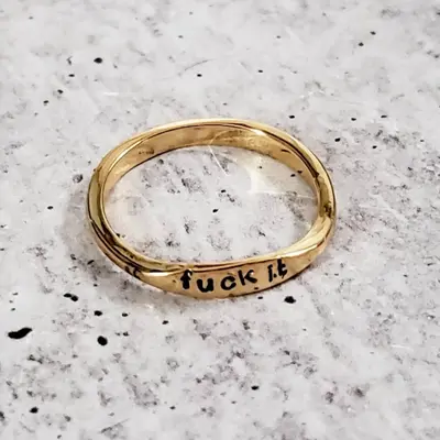 FUCK IT Dainty Gold Plated Hand Stamped Ring