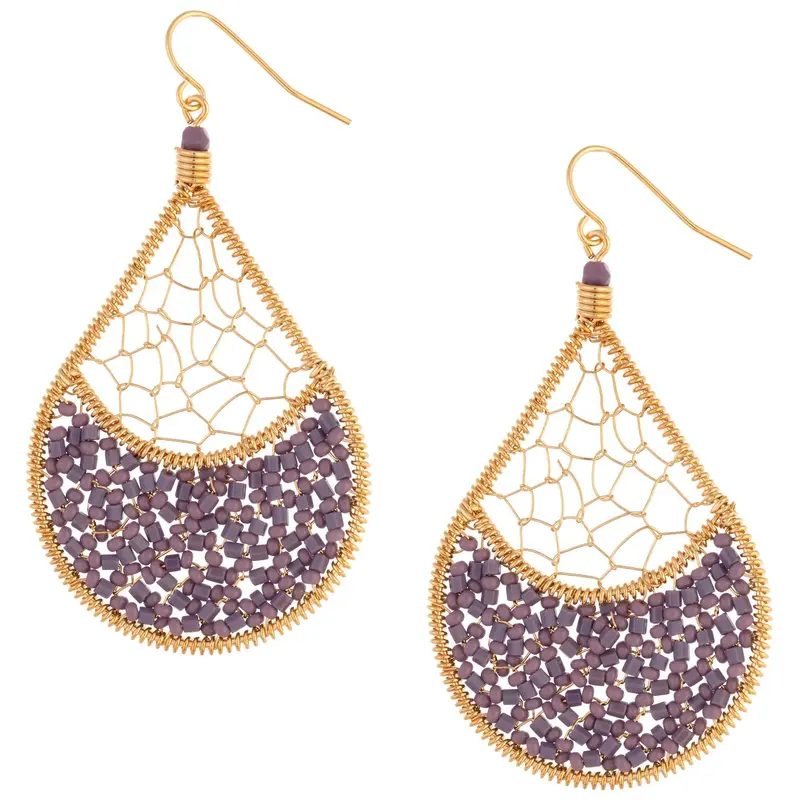 Threads & Beads Gold-Plated Earrings - Blue