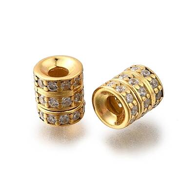 925 Sterling Silver Micro Pave Clear Cubic Zirconia Beads