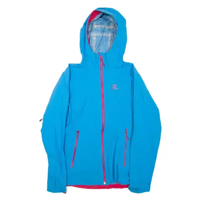 SALOMON Mens Rain Jacket Blue Hooded S