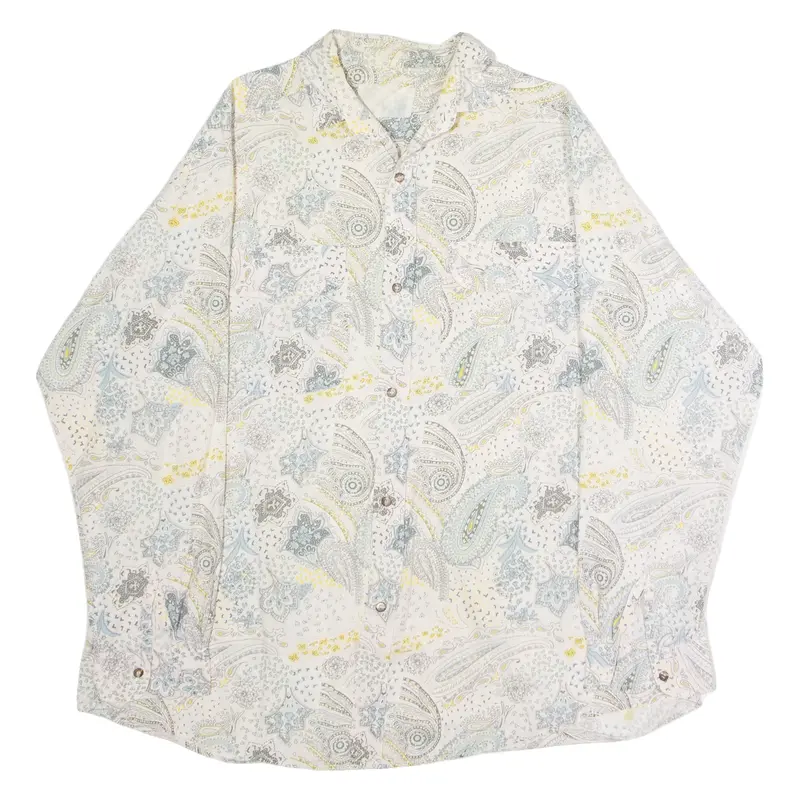 Mens Shirt Cream Paisley Long Sleeve XL