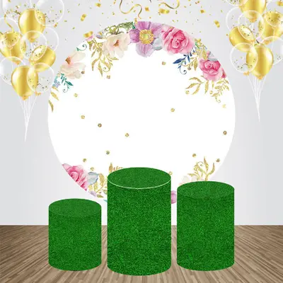 White Floral Boho Round Backdrop Kit For Wedding - Aperturee
