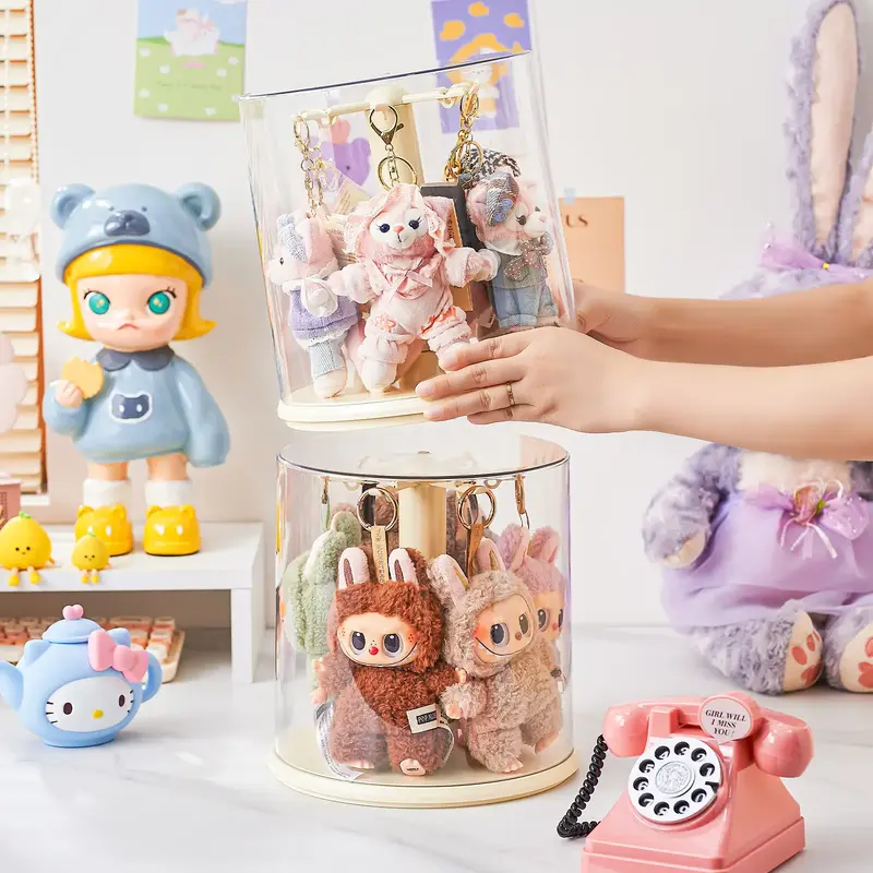 UFORU Clear Dustproof Rotating Display Box,for Keychain,Watch,Jewelry,Home Organizer,Living Room,Bedroom,Study Room,No Batter...